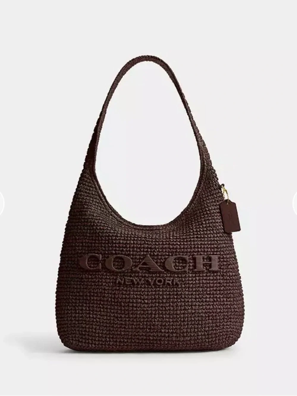 NWT🍁Coach Brooklyn Shoulder Bag 34 Maple Dark Brown CDZ38 Straw Tote Woven Fall